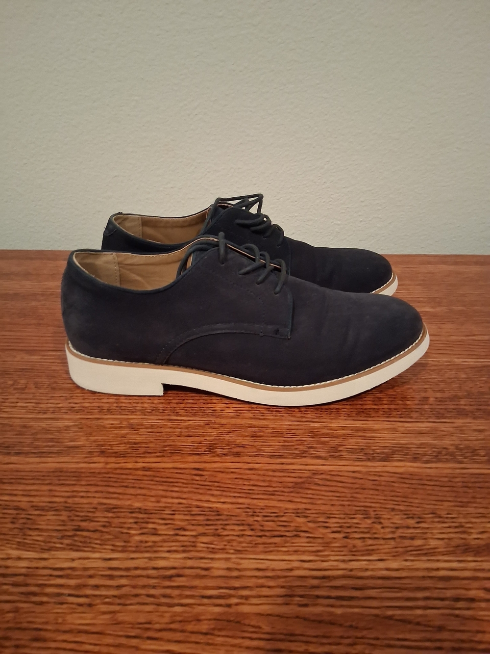 Club Room Navy Suede Derby with White Sole
